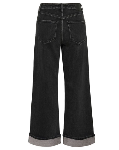 Gestuz - GZSara HW Wide Jeans - Washed Dark Black